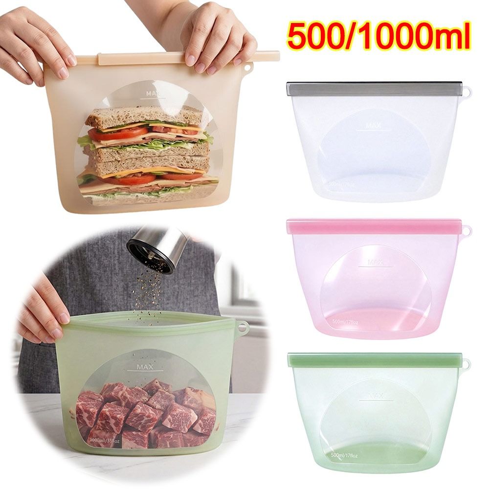 Food Storage Zip Bags - Silicone Food Preservation Bag Moisture-proof Fresh-keeping