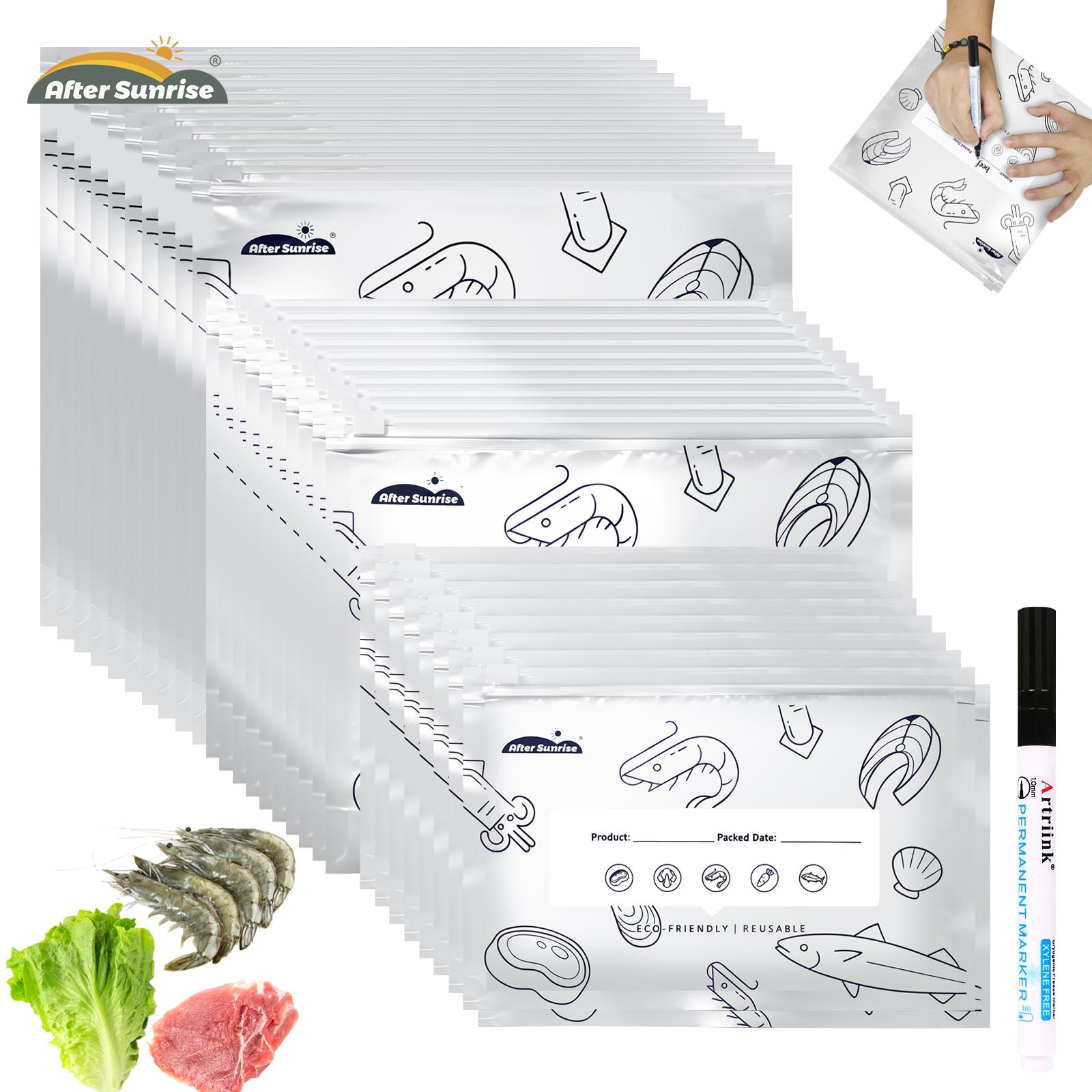 Food Storage Zip Bags - 【Refrigerated Food】Reusable Aluminum Foil Sealable Storage