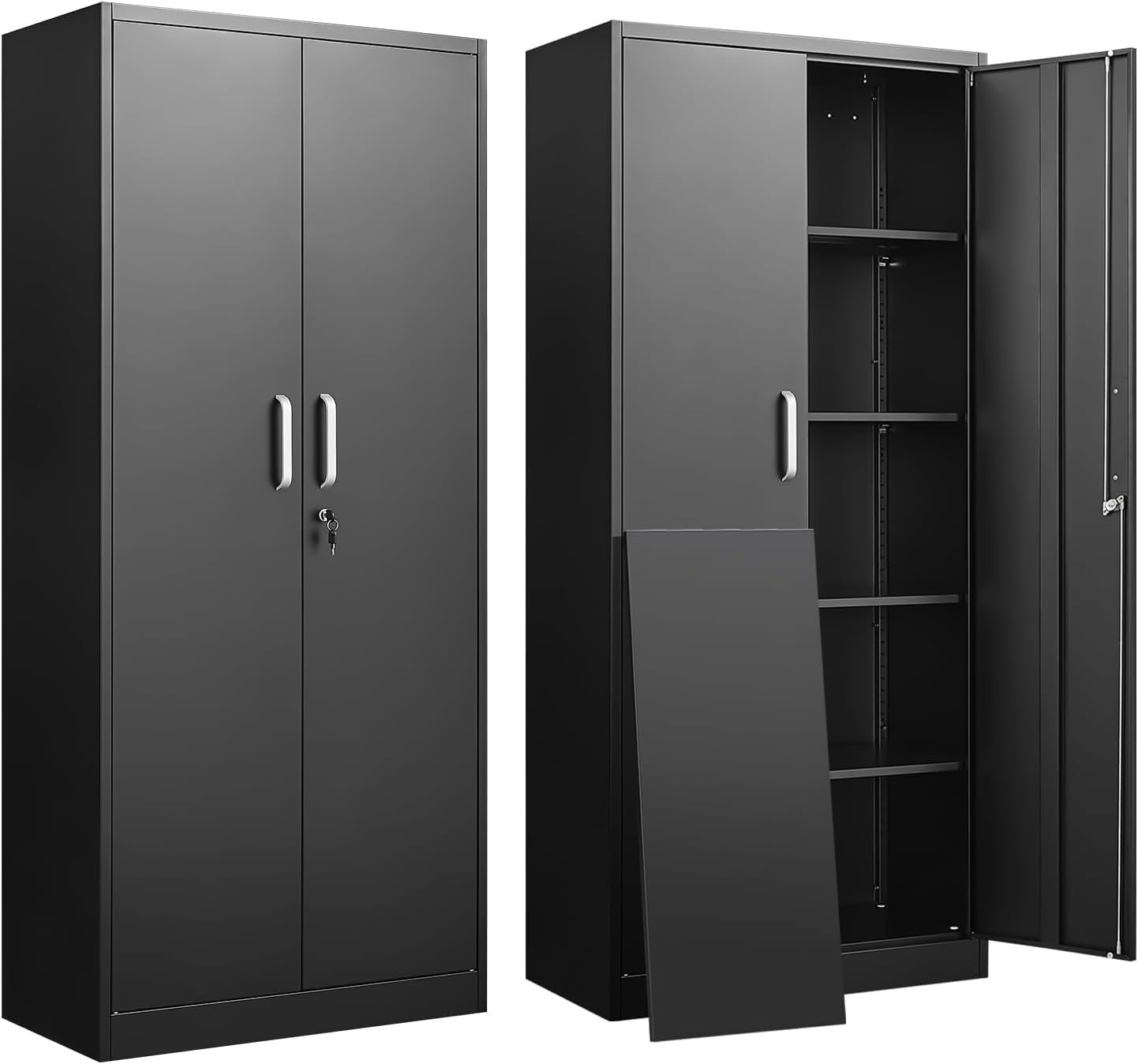 Food Storage Shelving - Metal Storage Cabinet With Adjustable Shelves