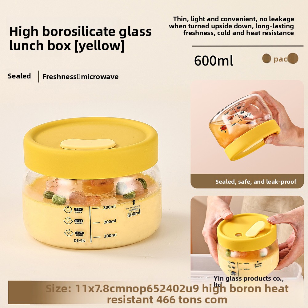Glass Meal Prep Container - Glass Food Storage Container Airtight Leakproof