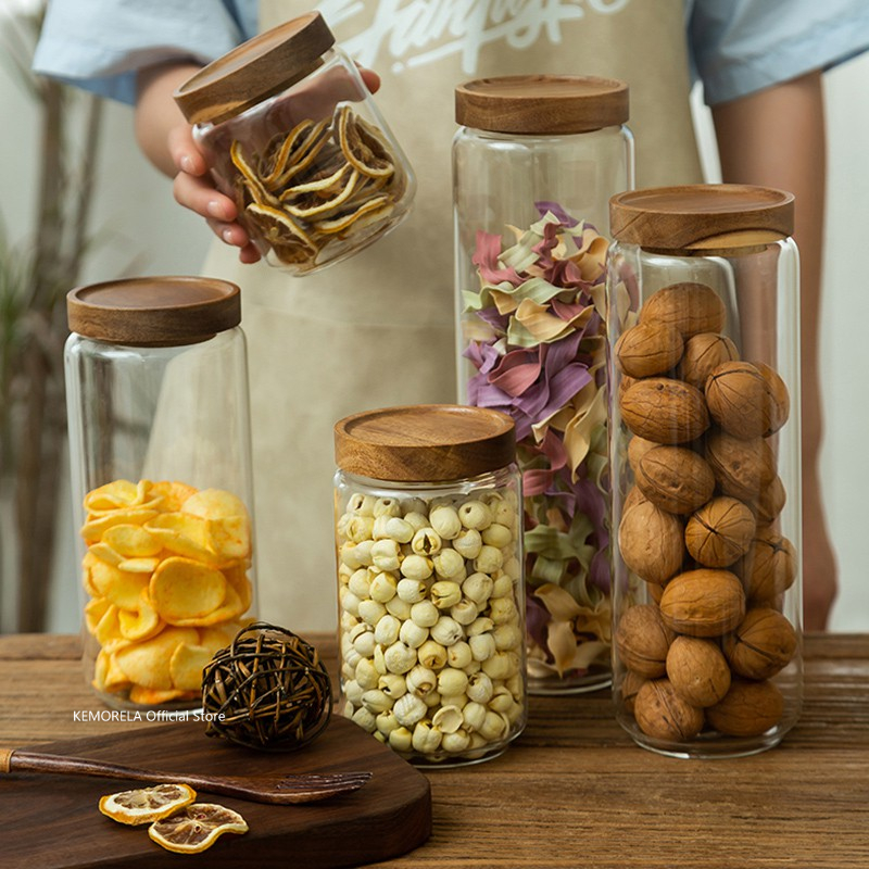 Wood Lid Glass Airtight Canist - огляд і ціна Glass Meal Prep Container