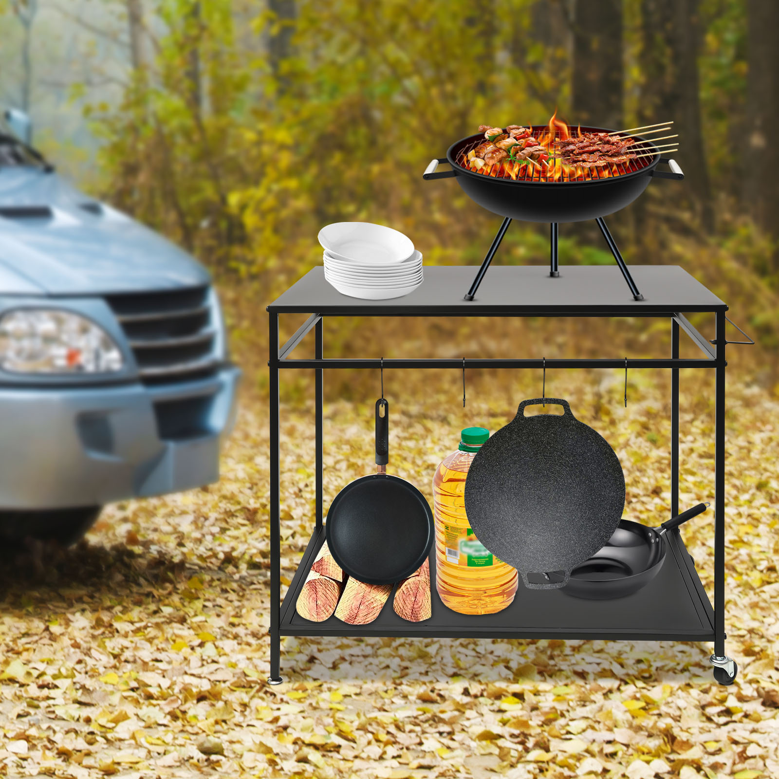 Double-Shelf Movable Cooking T - огляд і ціна Food Storage Shelving