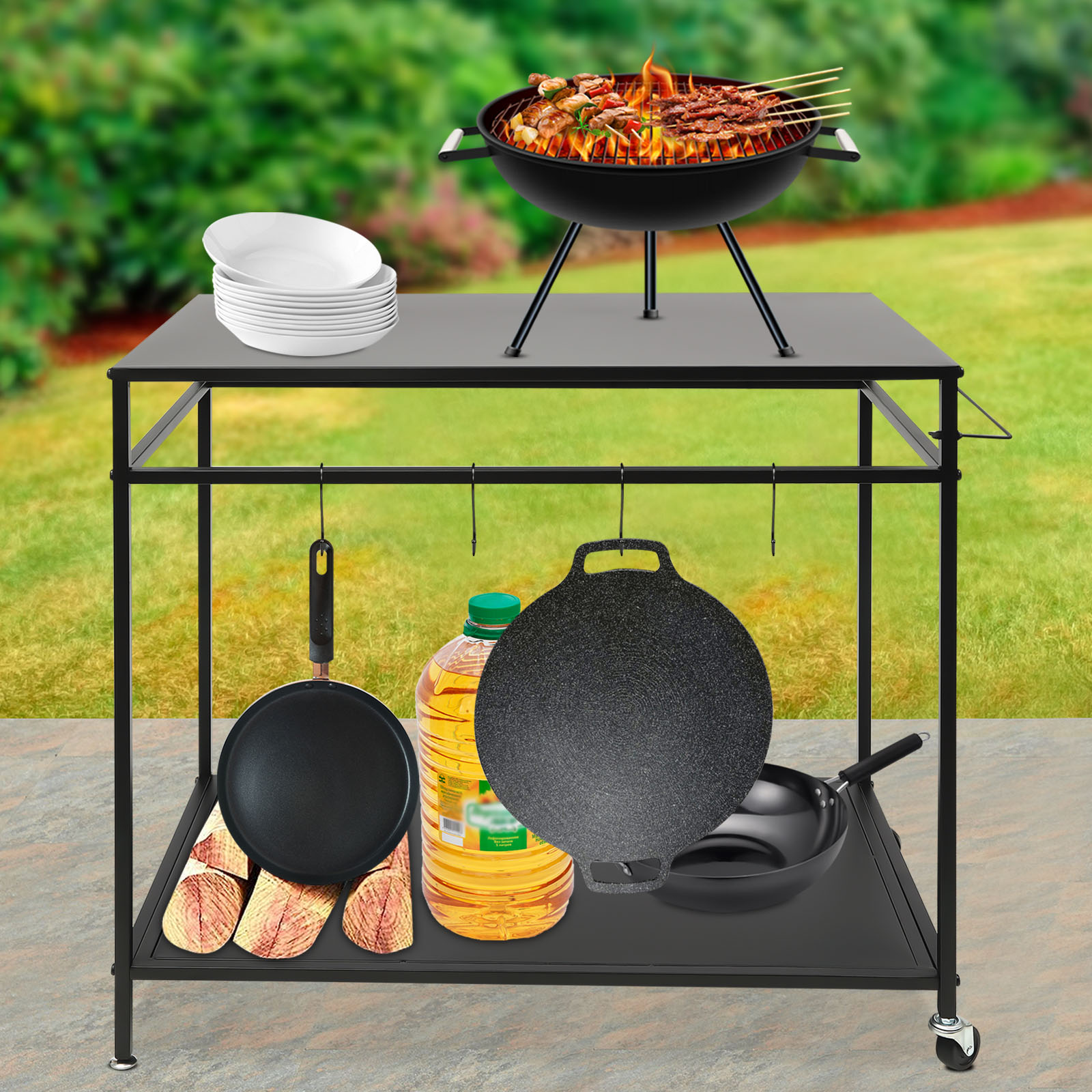 Double-Shelf Movable Cooking T - огляд і ціна Food Storage Shelving