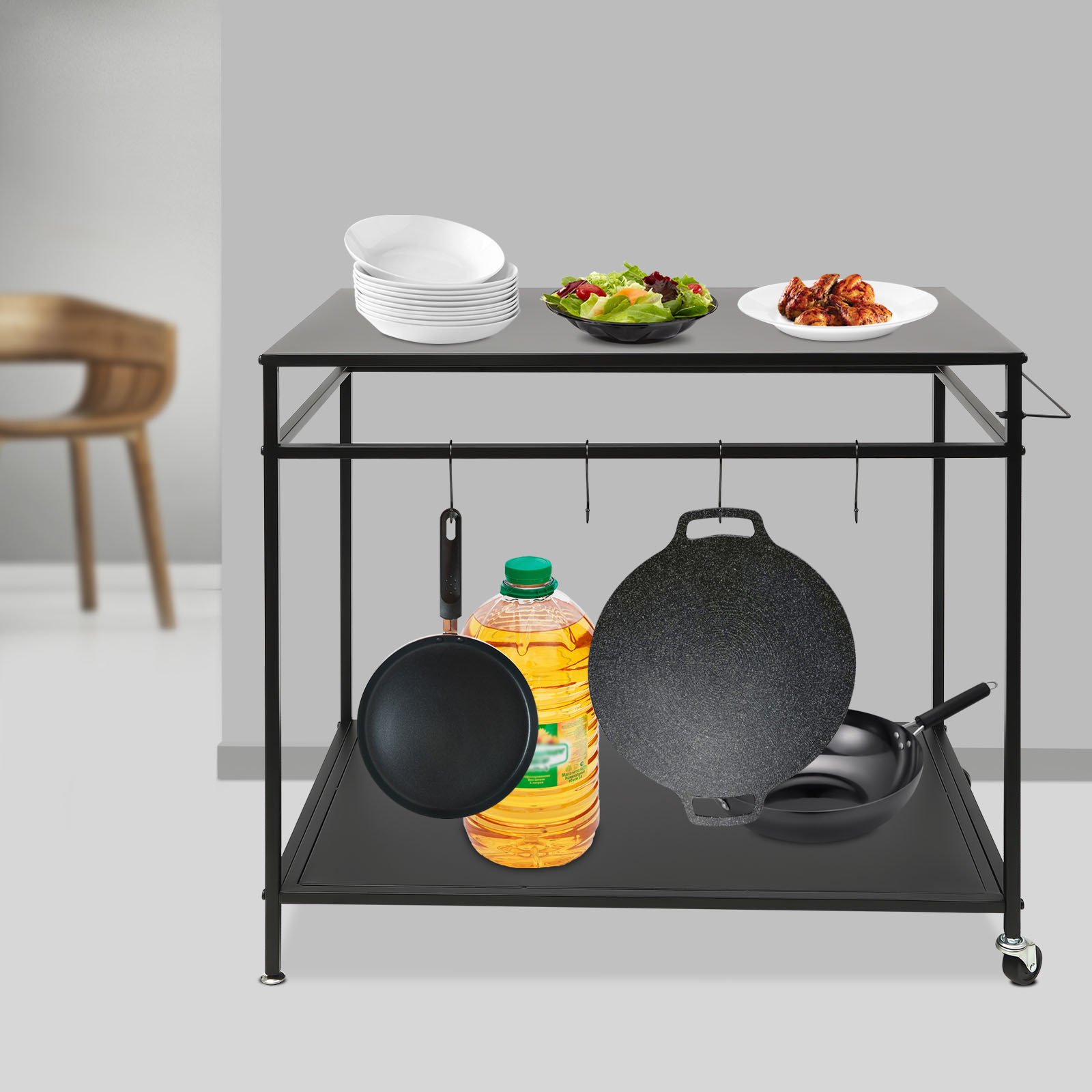 Double-Shelf Movable Cooking T - огляд і ціна Food Storage Shelving