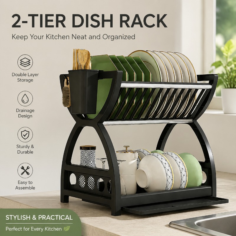2 Tier Dish Drying Rack Kitche - огляд і ціна Food Storage Shelving