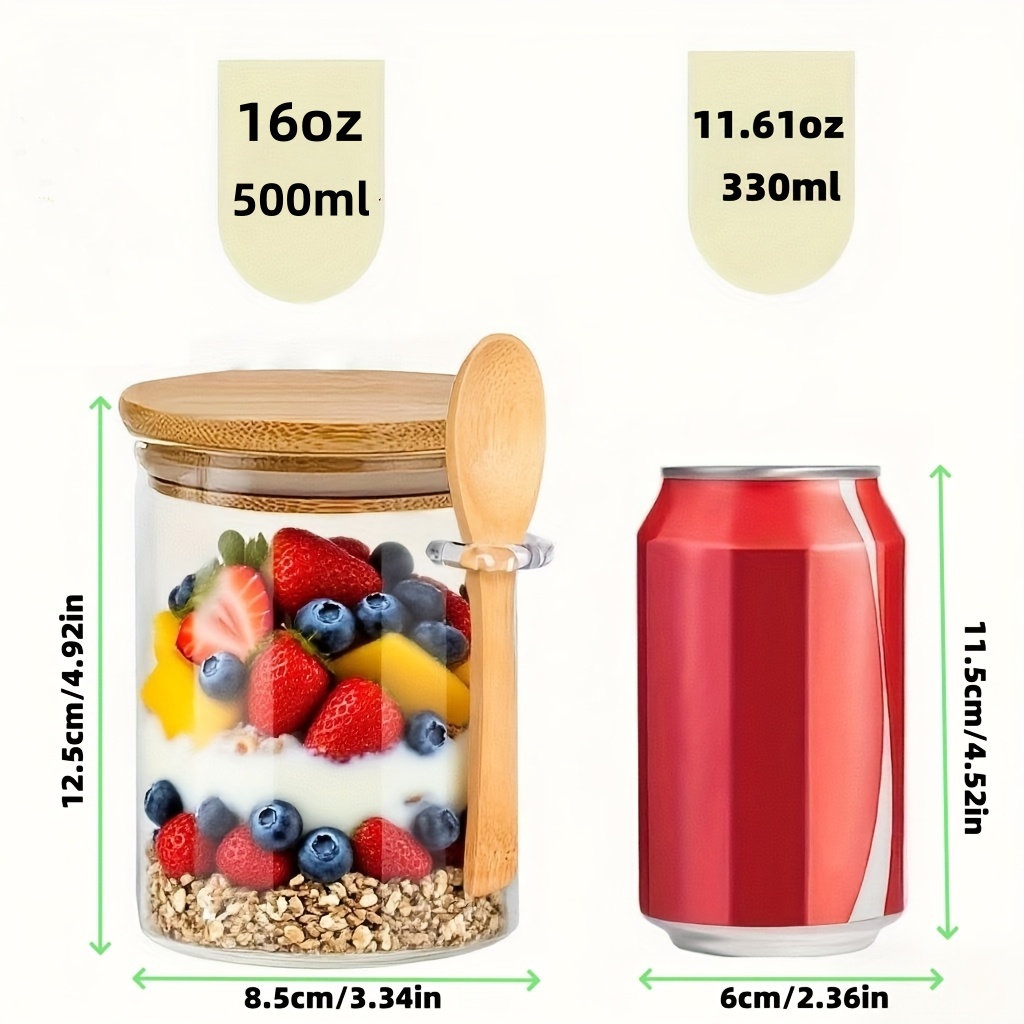 1/2/4/8Pcs Oatmeal Glass Cup S - огляд і ціна Food Storage With Glass Lids