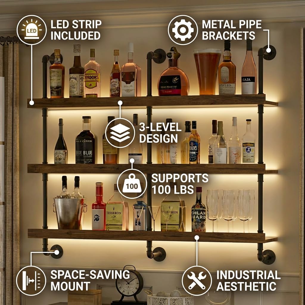 Wall Mounted Wine Rack With LE - огляд і ціна Food Storage Shelving